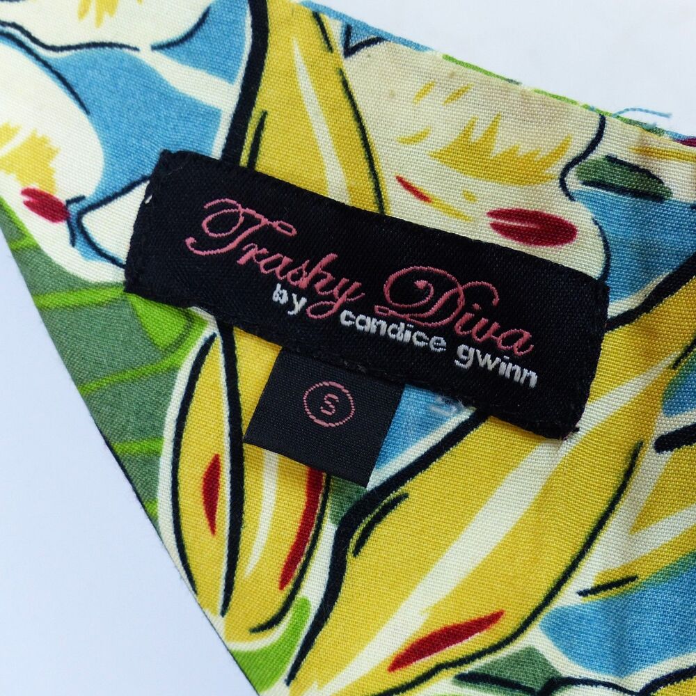 Trashy Diva Trixie Dress Womens S Hawaiian Tropical Floral Halter Retro Pinup - Picture 10 of 13